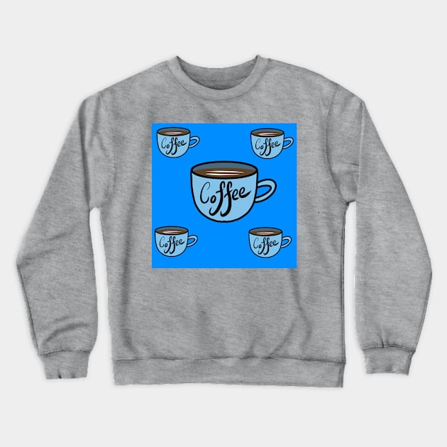 Coffee pattern in blue Crewneck Sweatshirt by Kcinnik